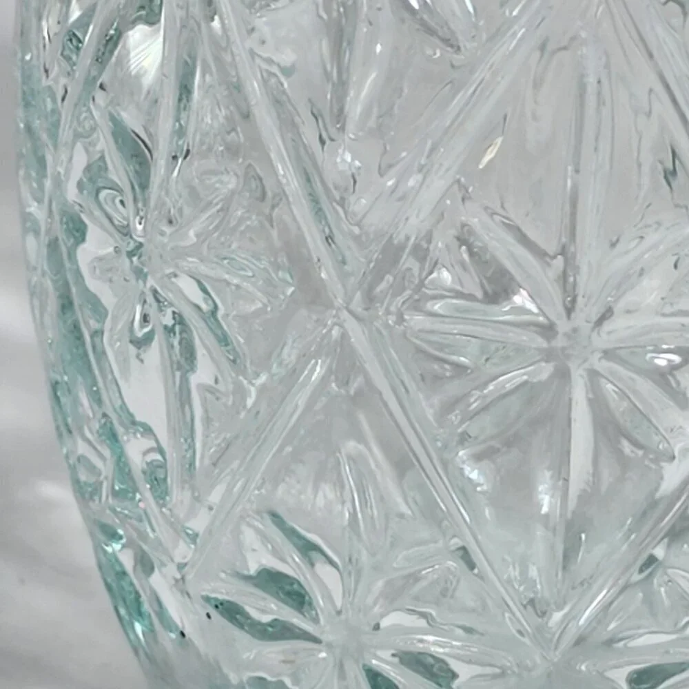 Starburst Daisy In Triangles Cut Glass Decanter With Stopper and Cork Vintage